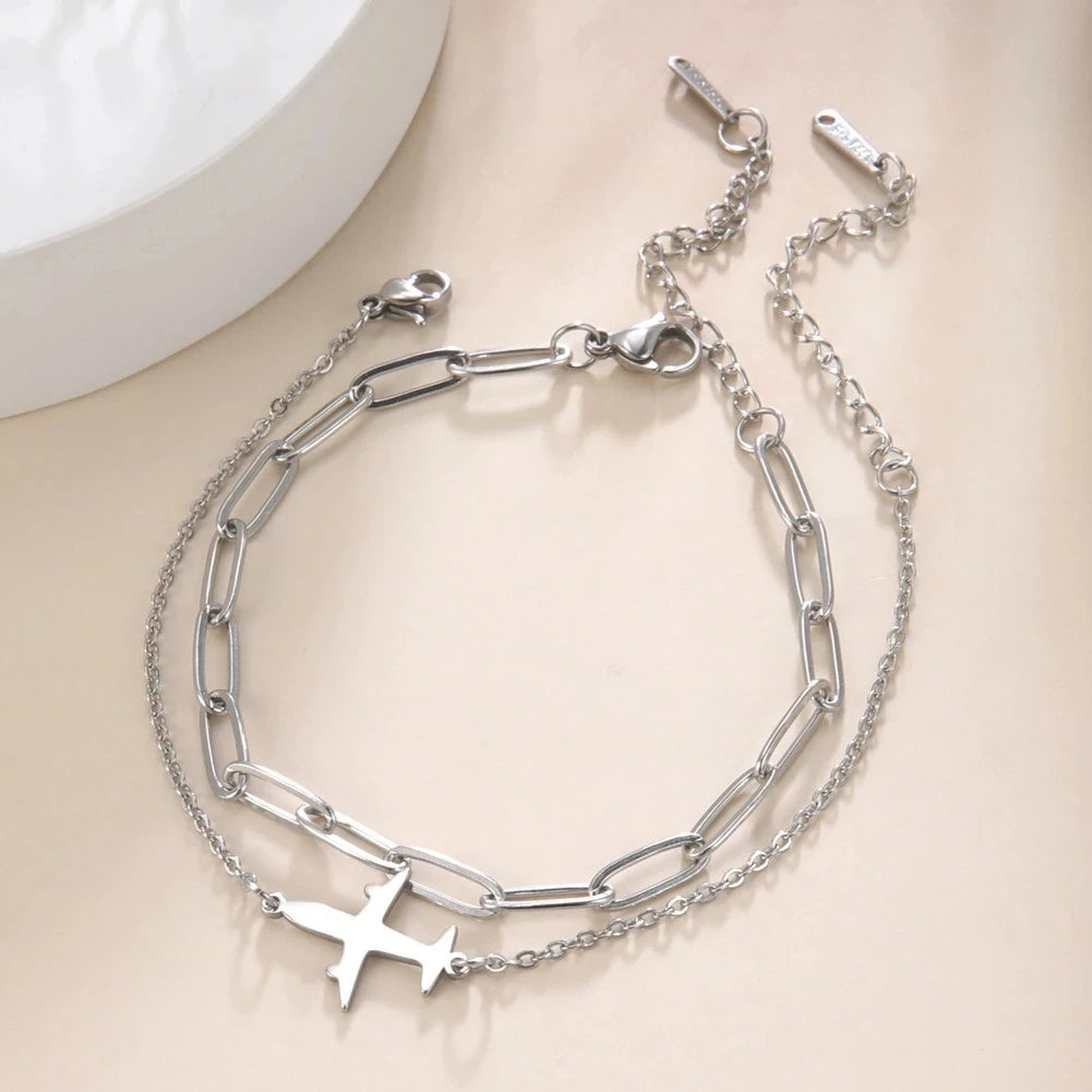 Bracelet Avion Chaîne Argent