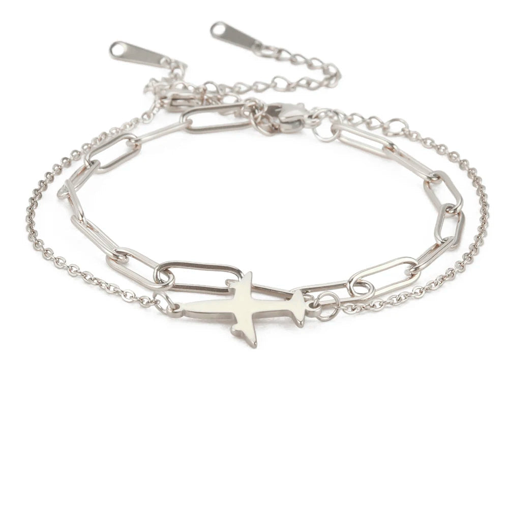 Bracelet Avion Chaîne Argent
