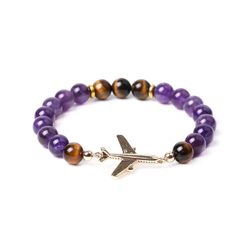 Bracelet Avion Pierre De Lave Bleu