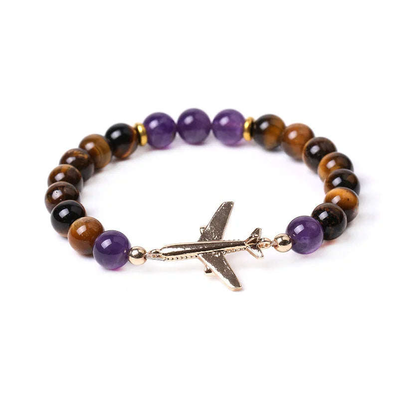 Bracelet Avion Pierre De Lave Marron