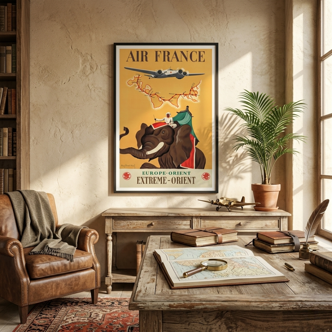affiche Air France extrême orient vintage