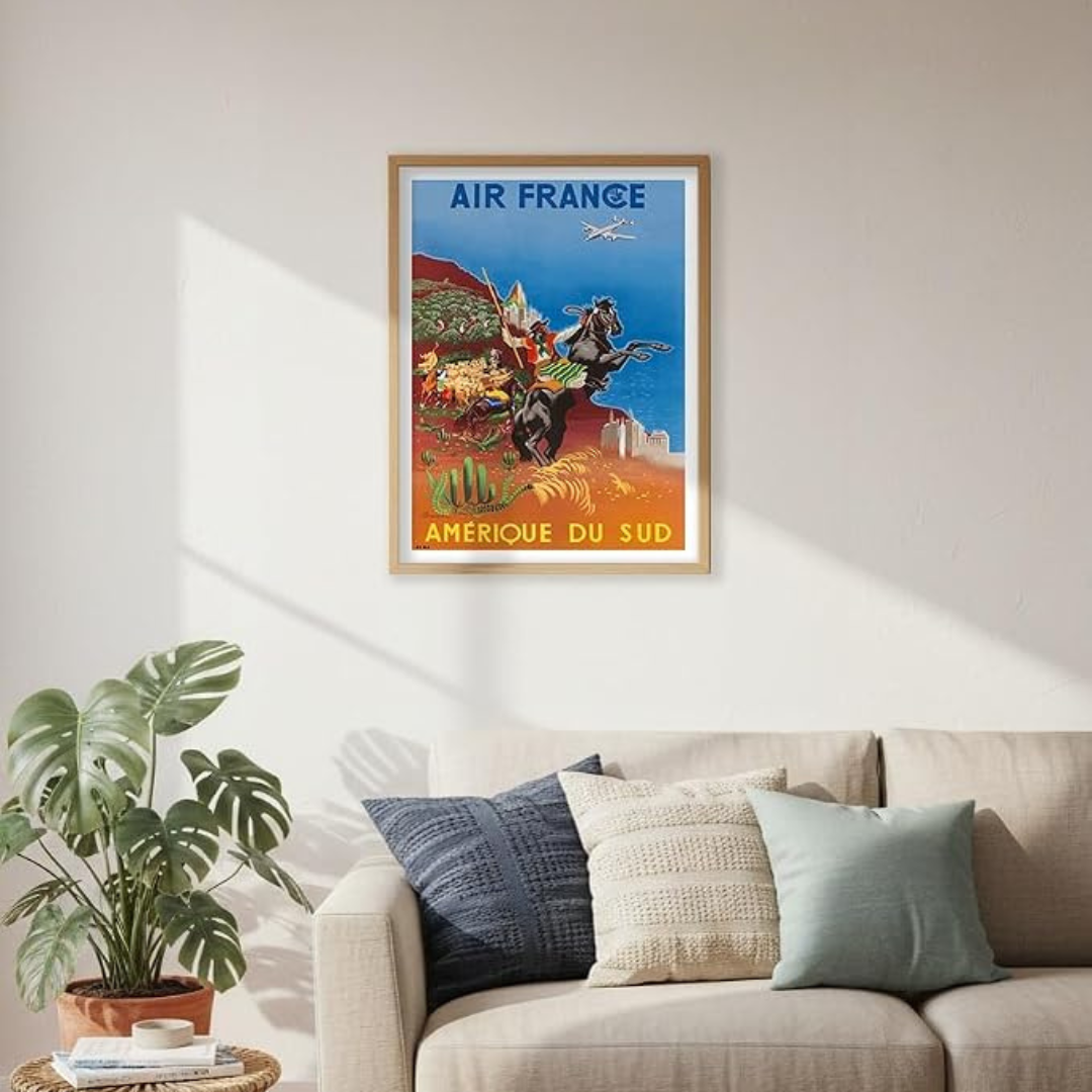 affiche aviation Air France amérique du sud ancienne