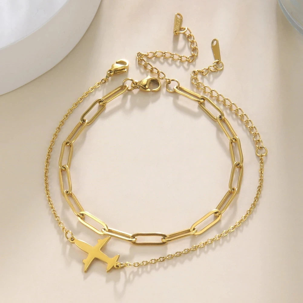Bracelet Avion Chaîne Or