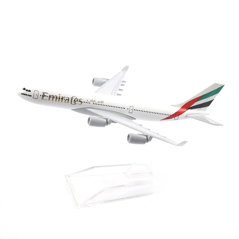 Maquette Airbus A340 20 Cm – Alliage Métal Avec Support, Avion Miniature De Collection