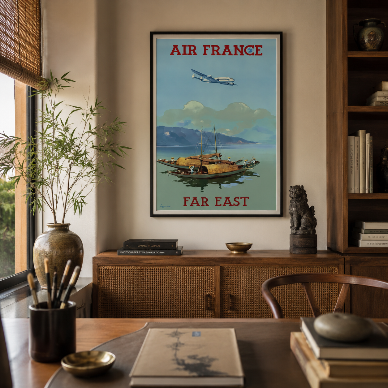 poster aviation vintage Air France Asie