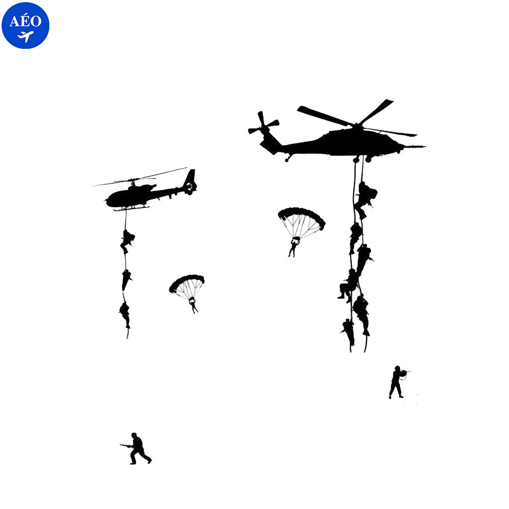Aéo - Autocollant Hélicoptère & Soldats