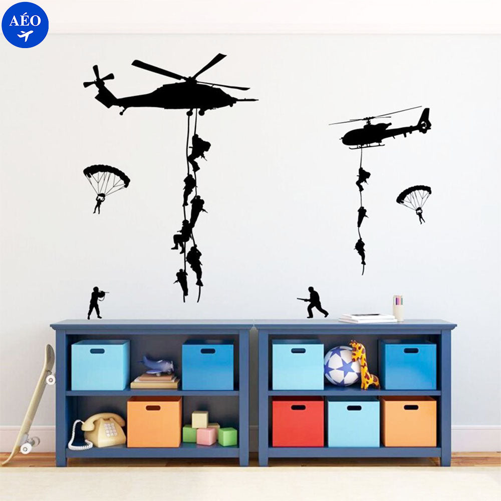 Aéo - Autocollant Hélicoptère & Soldats
