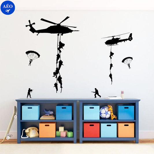 Aéo - Autocollant Hélicoptère & Soldats