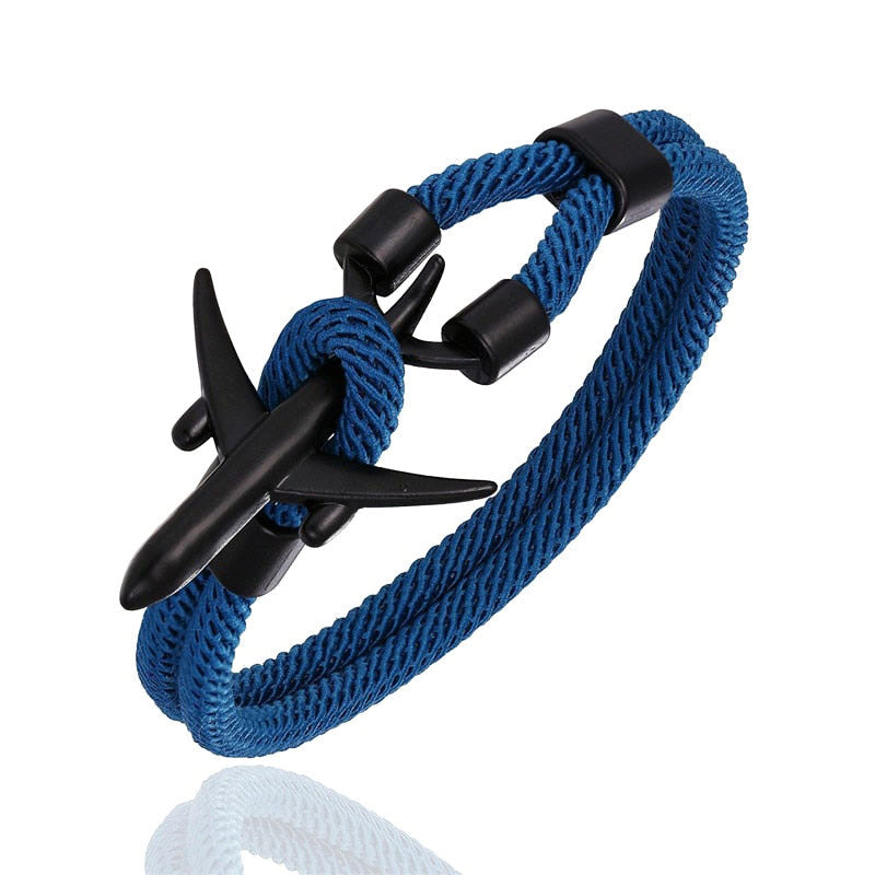 bracelet cordon avion bleu et noir