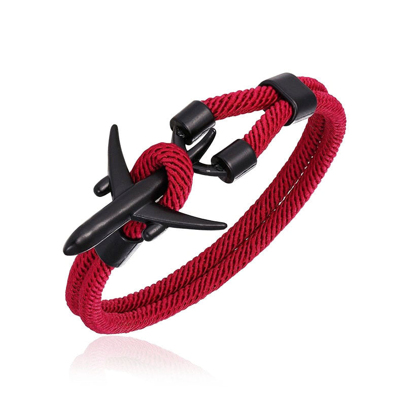 bracelet cordon avion rouge et noir