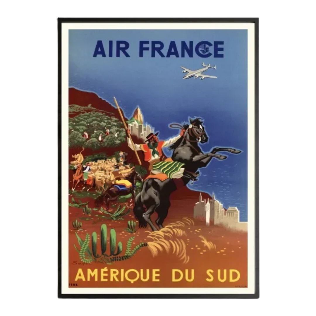 Affiche Air France Amérique du Sud Vintage