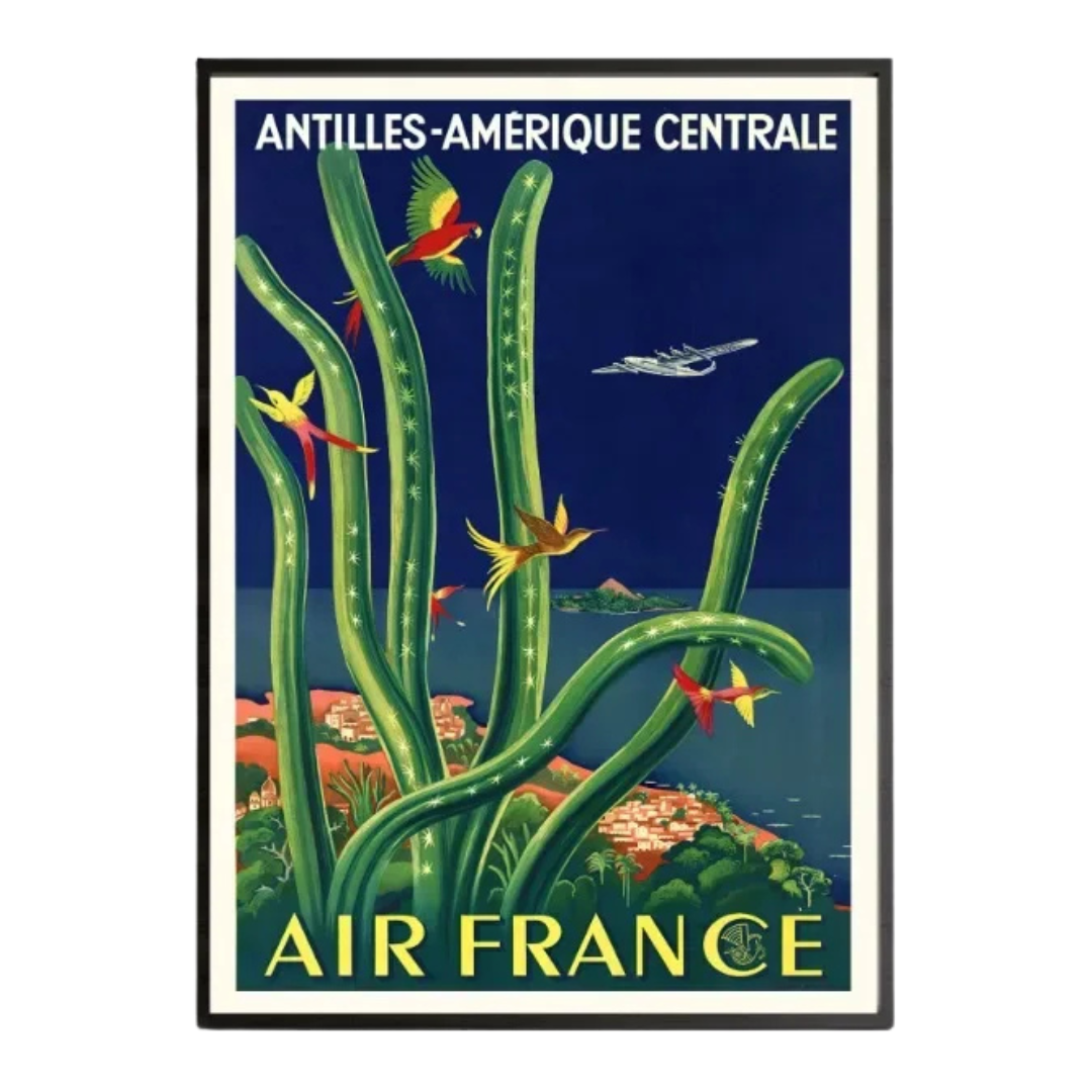 Affiche Air France Antilles-Amérique Centrale Vintage