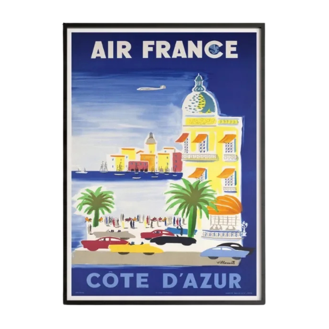 Affiche Air France Côte d'Azur Vintage
