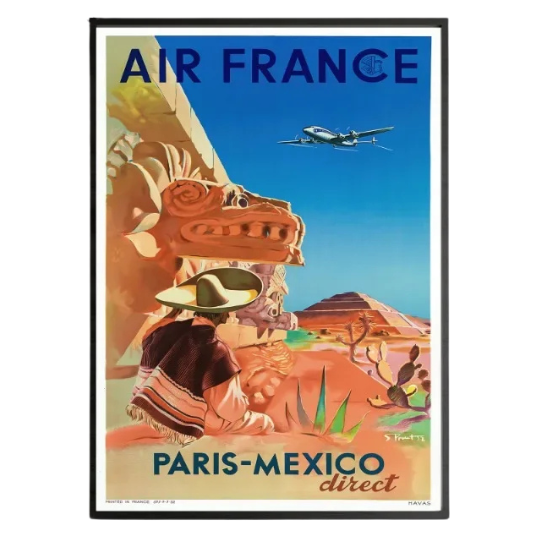 Affiche Air France Paris Mexico Vintage