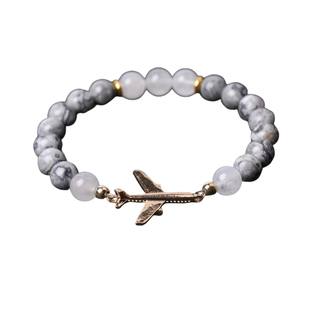 Bracelet Avion Pierre De Lave Blanc