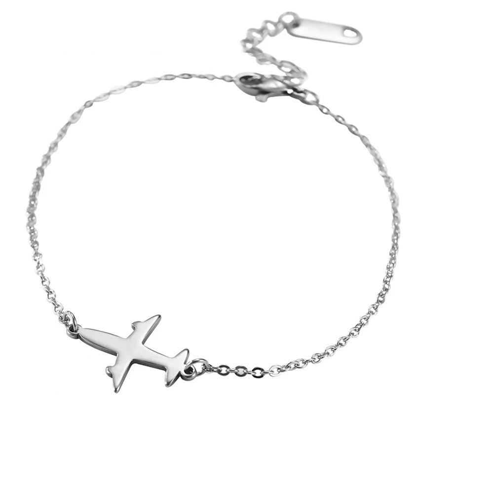 Bracelet Pendentif Avion Chaîne Argent