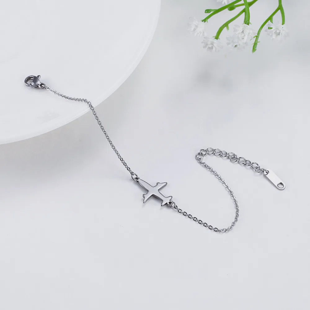 Bracelet Pendentif Avion Chaîne Argent