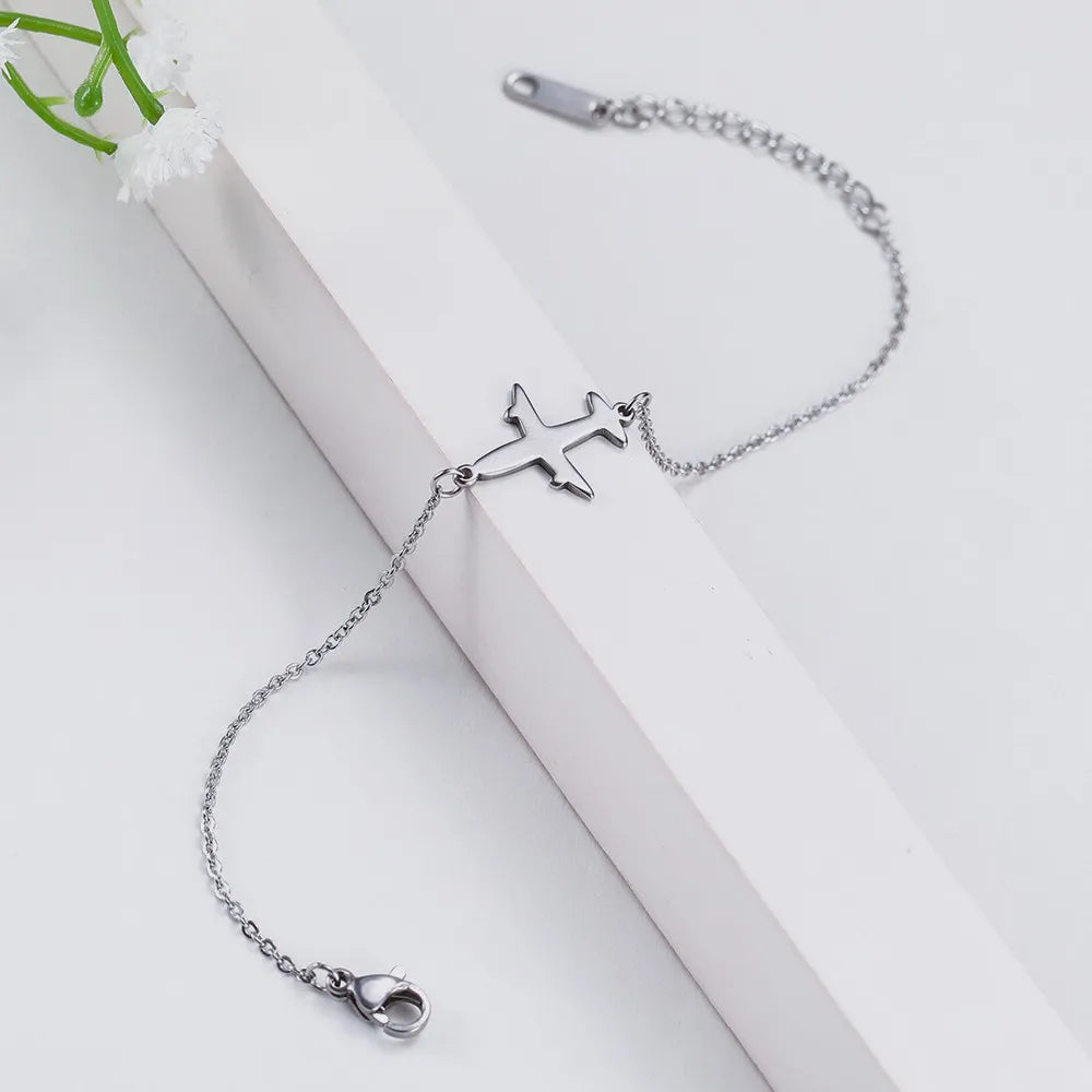 Bracelet Pendentif Avion Chaîne Argent