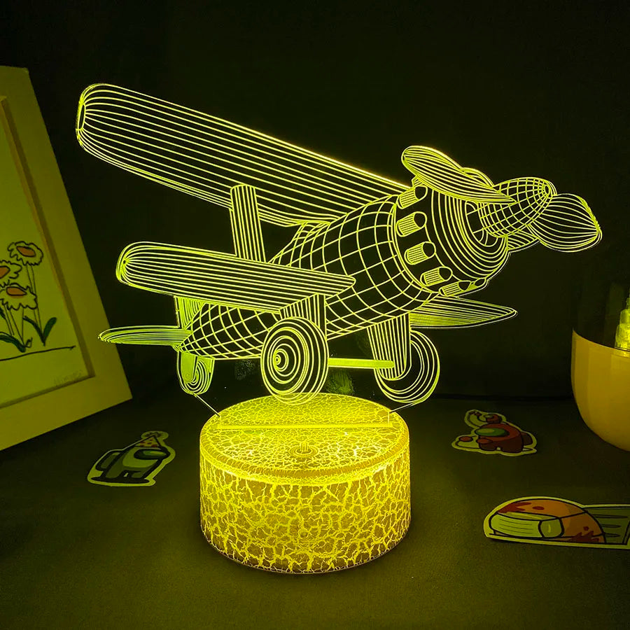 Lampe Avion 3D Rêve de Pilote lumière jaune