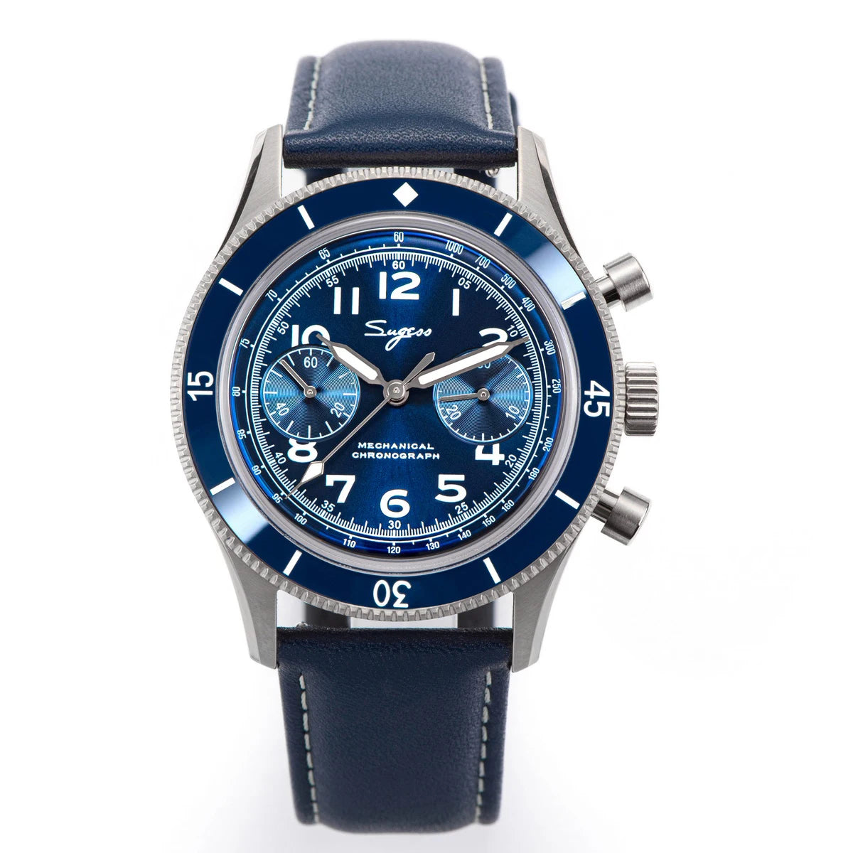 Montre Pilote Chronographe Héritage cuir bleu