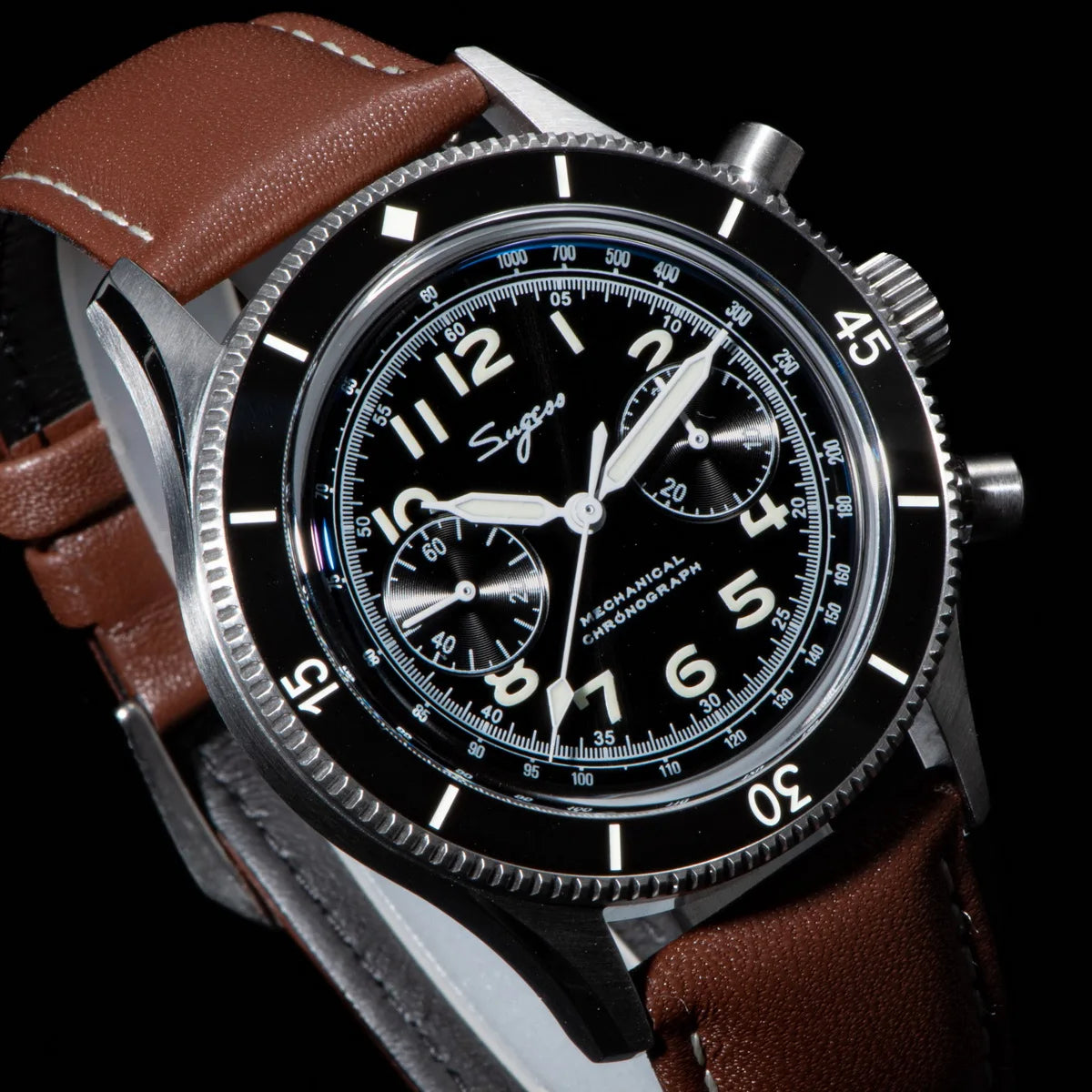 Montre pilote homme avec affichage chronographe haute lisibilité