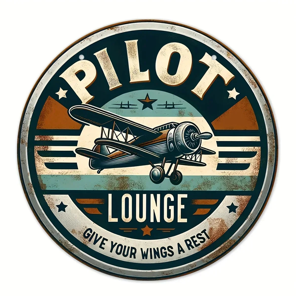 Plaque Métal Aviation Pilot Lounge