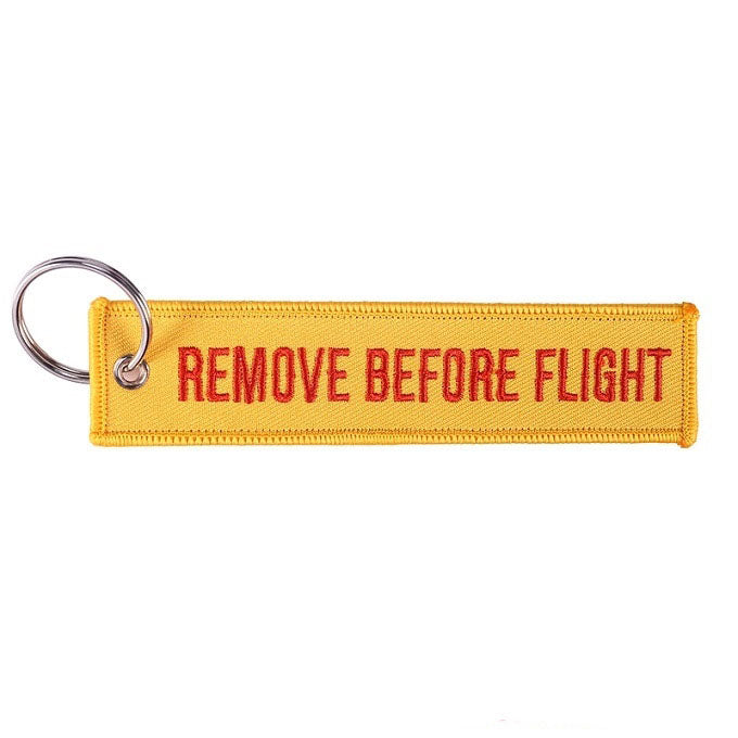 Porte-cles aviation jaune et rouge