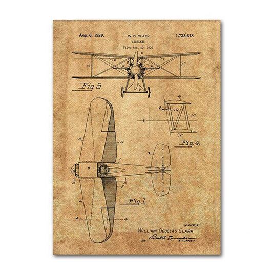 Aéo - Affiche Avion Brevet Biplan