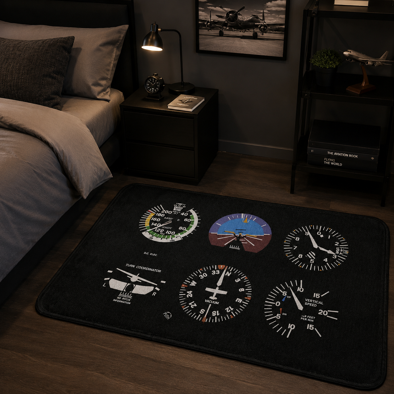 Tapis décoratif inspiré des instruments d’avion