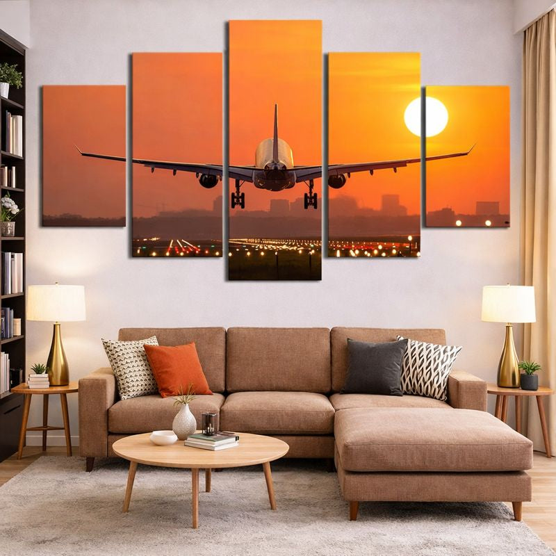 Toile murale avion sunset