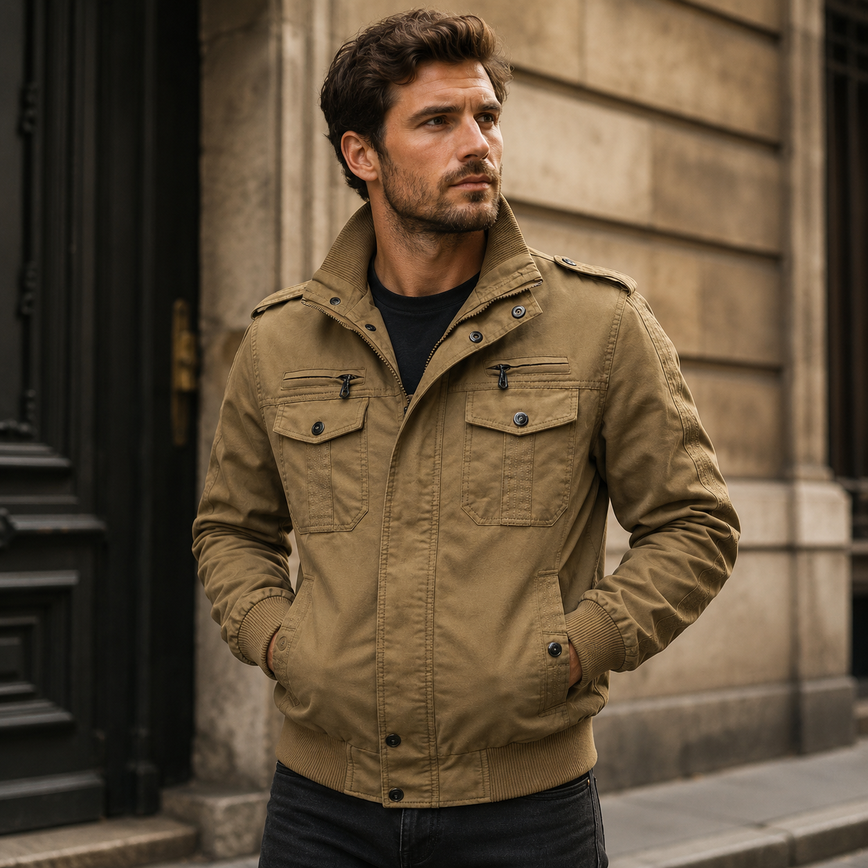 Veste Aviateur Expedition beige inspirée de l'aviation