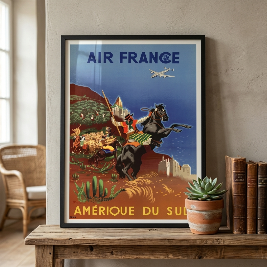 affiche vintage Air France Amérique du Sud