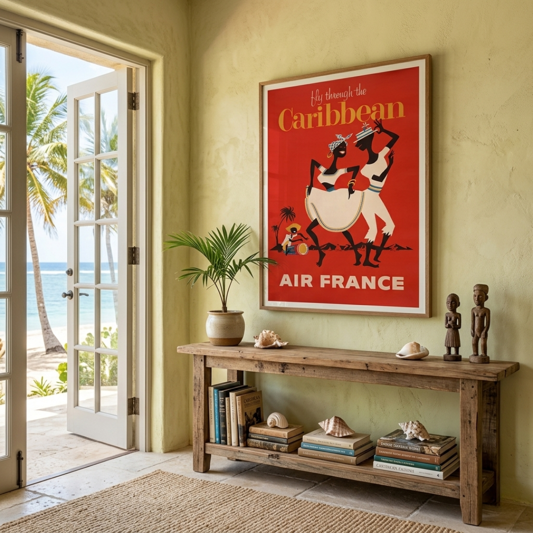 affiche vintage Air France Caraïbes