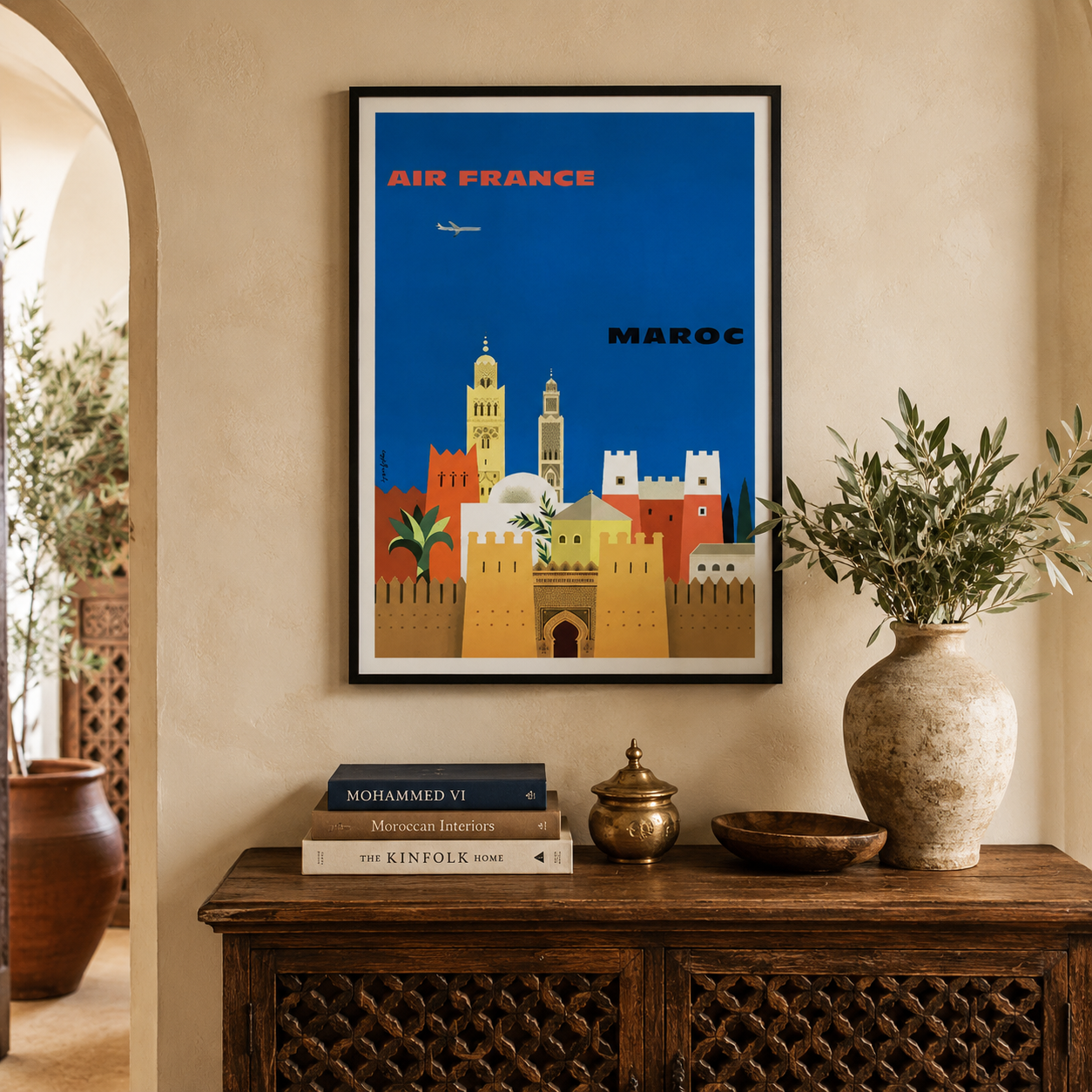 affiche vintage Air France Maroc