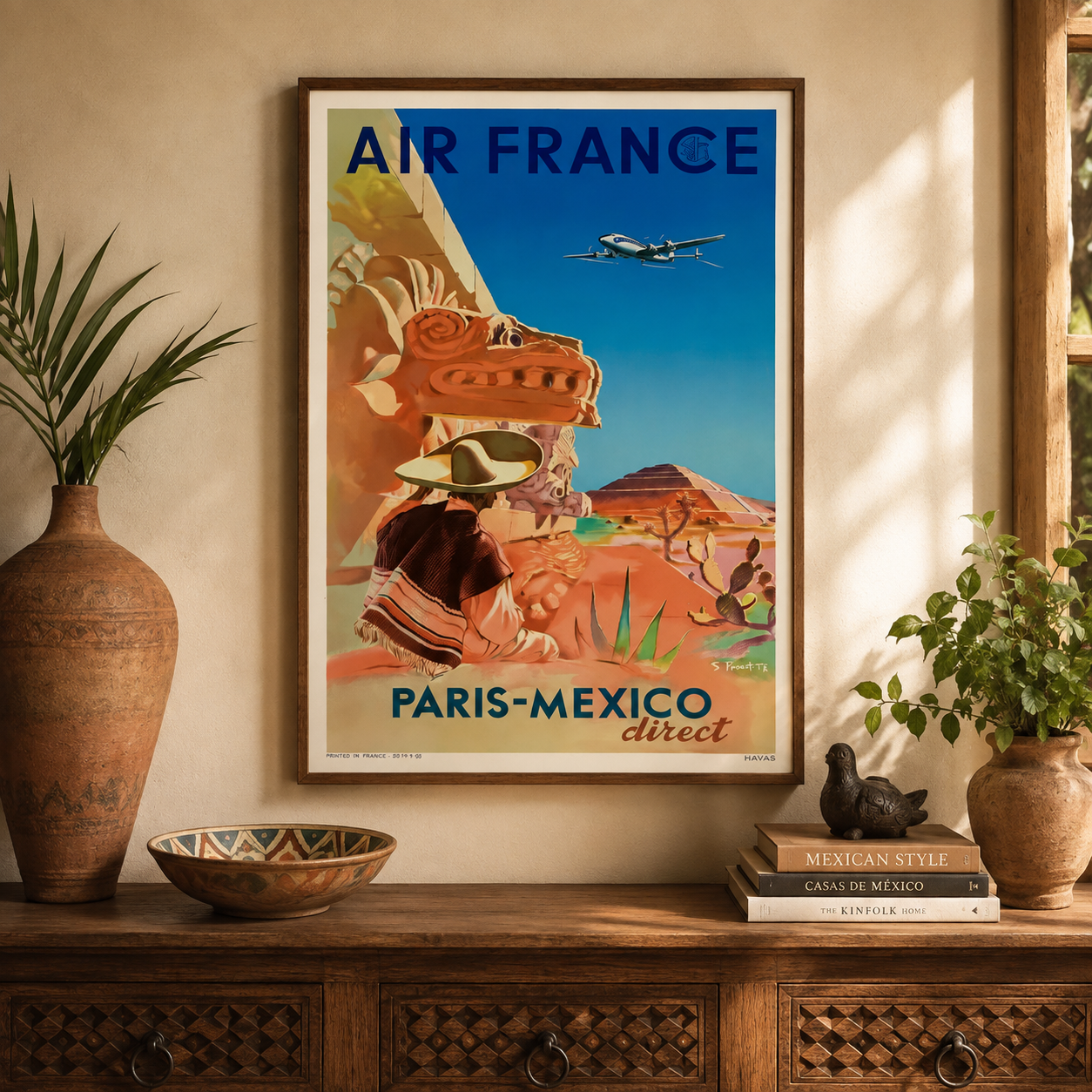 affiche vintage Air France Paris Mexico