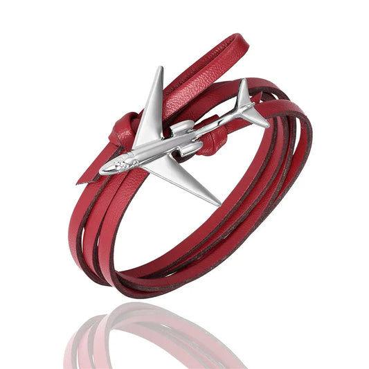 bracelet avion cuir bordeaux