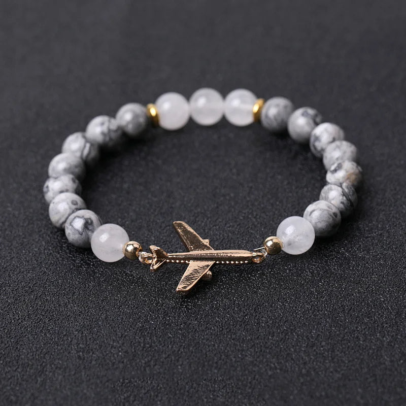 Bracelet Avion Pierre De Lave Gris