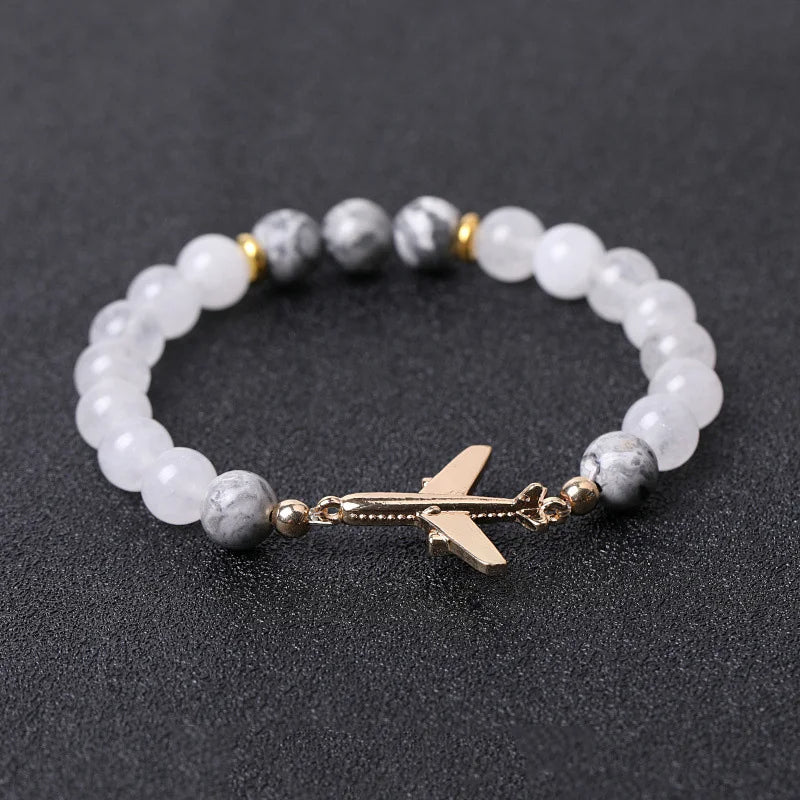 Bracelet Avion Pierre De Lave Blanc
