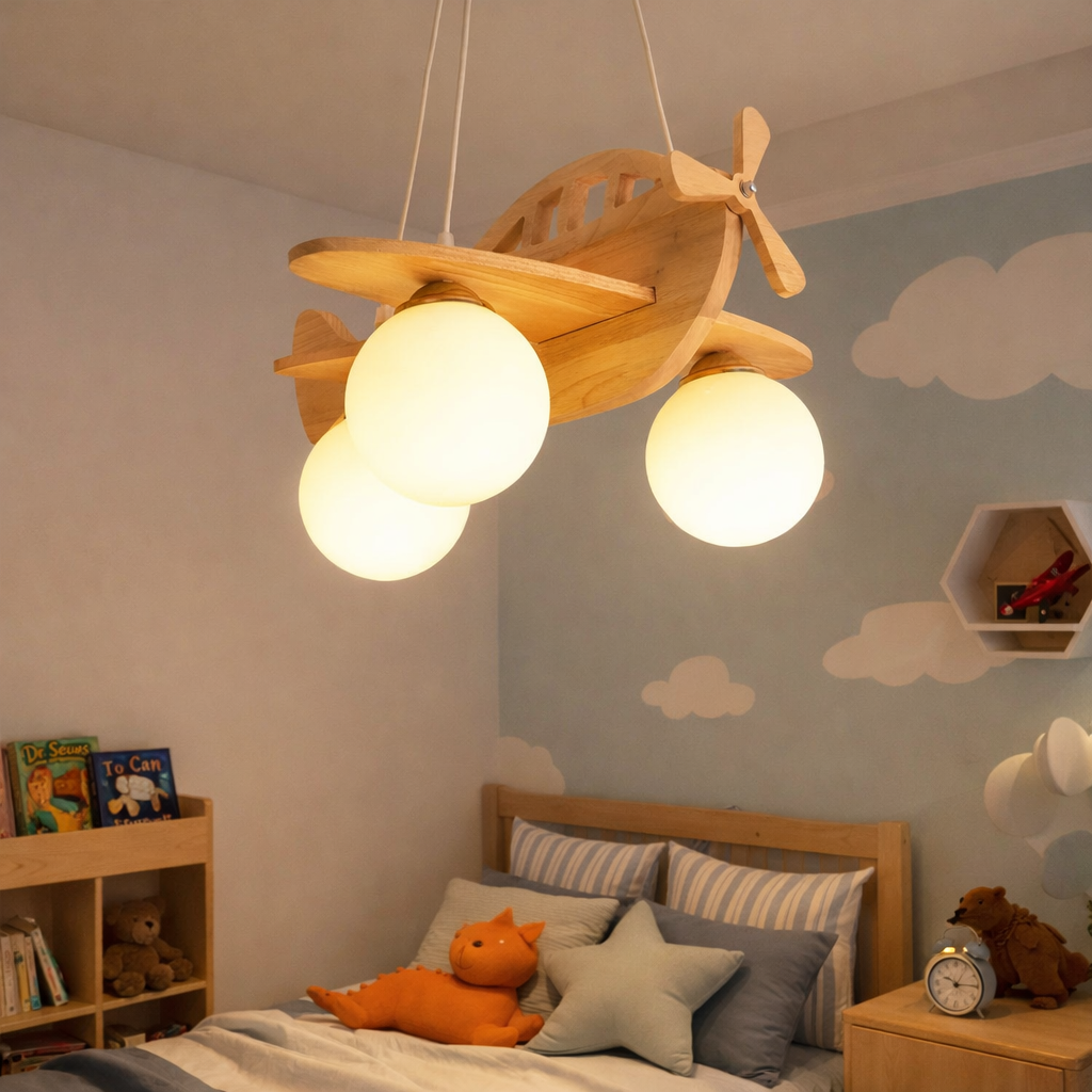 luminaire avion en bois