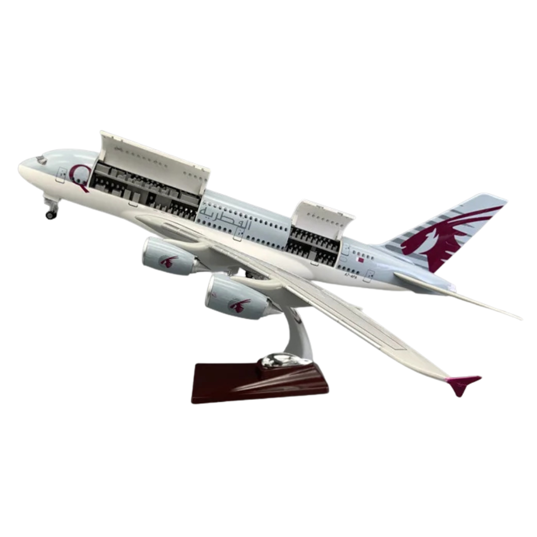 maquette Airbus A380 Qatar Airways cabine ouverte