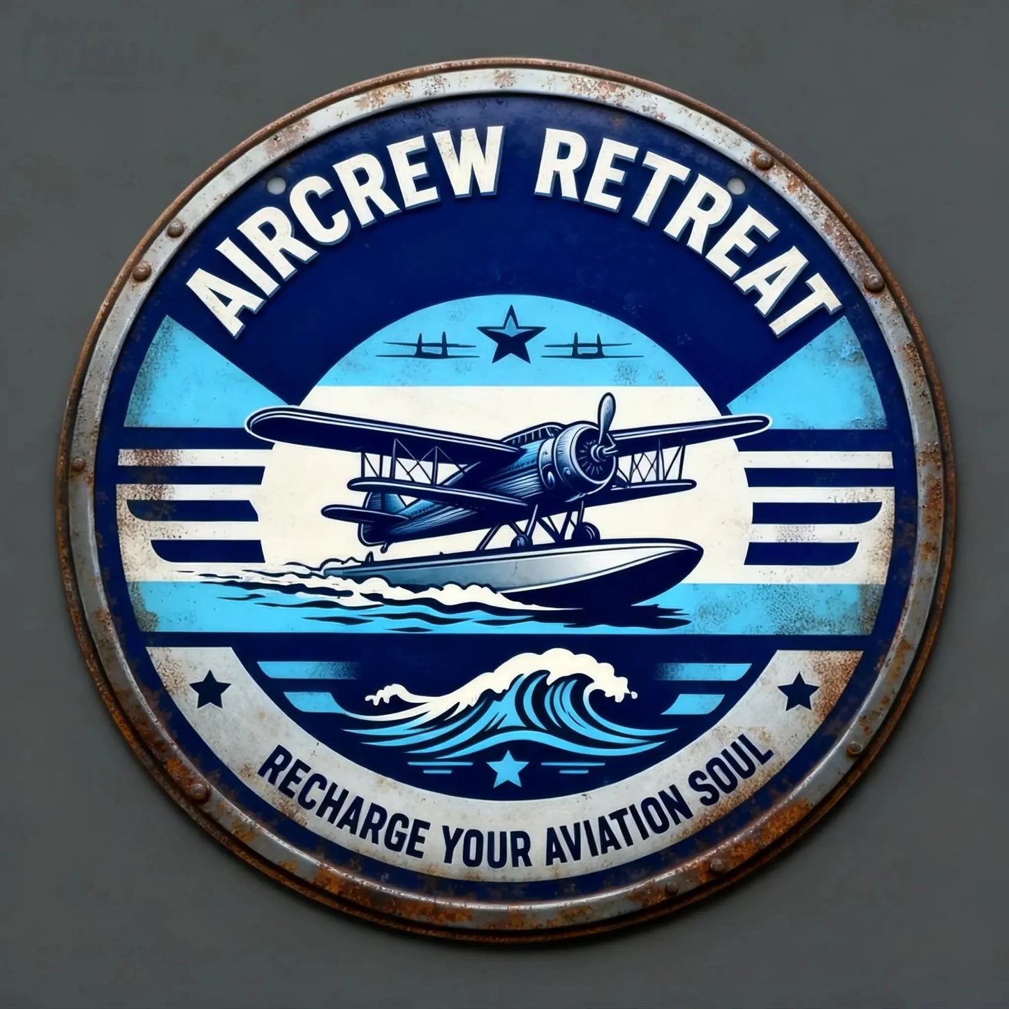 plaque métallique aviation vintage aircrew retreat