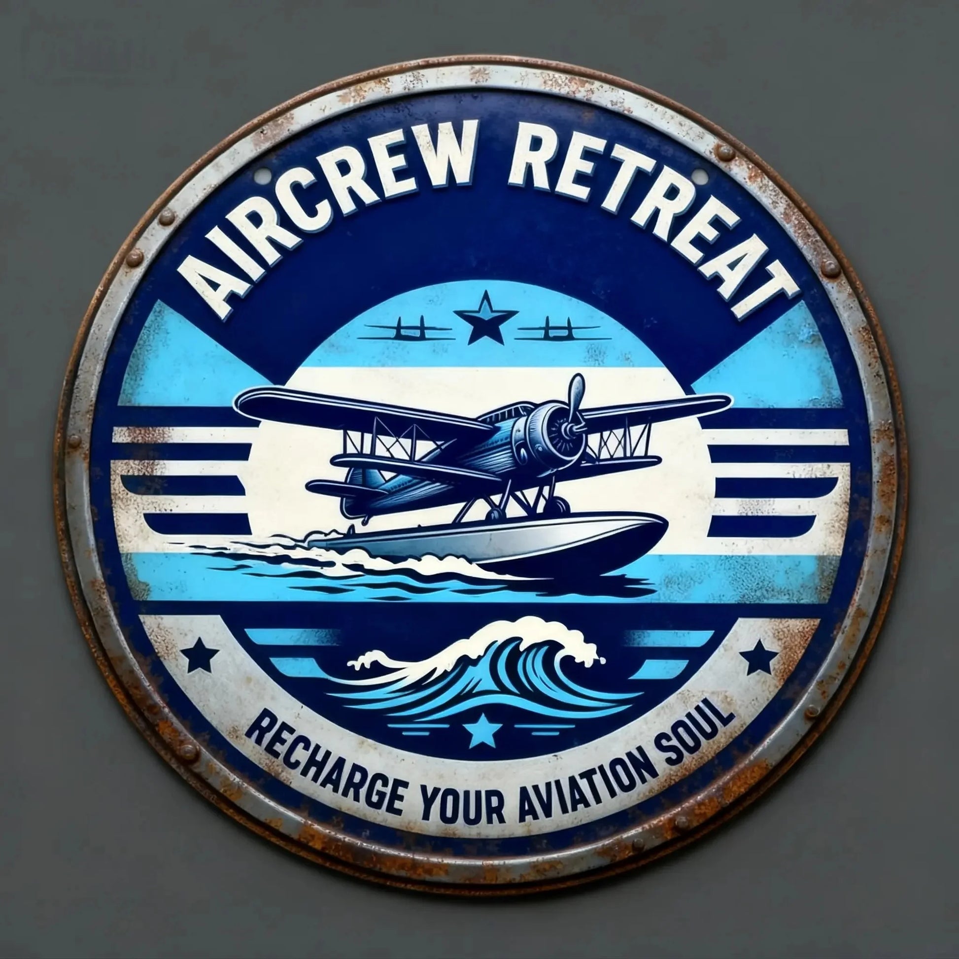 plaque métallique aviation vintage aircrew retreat