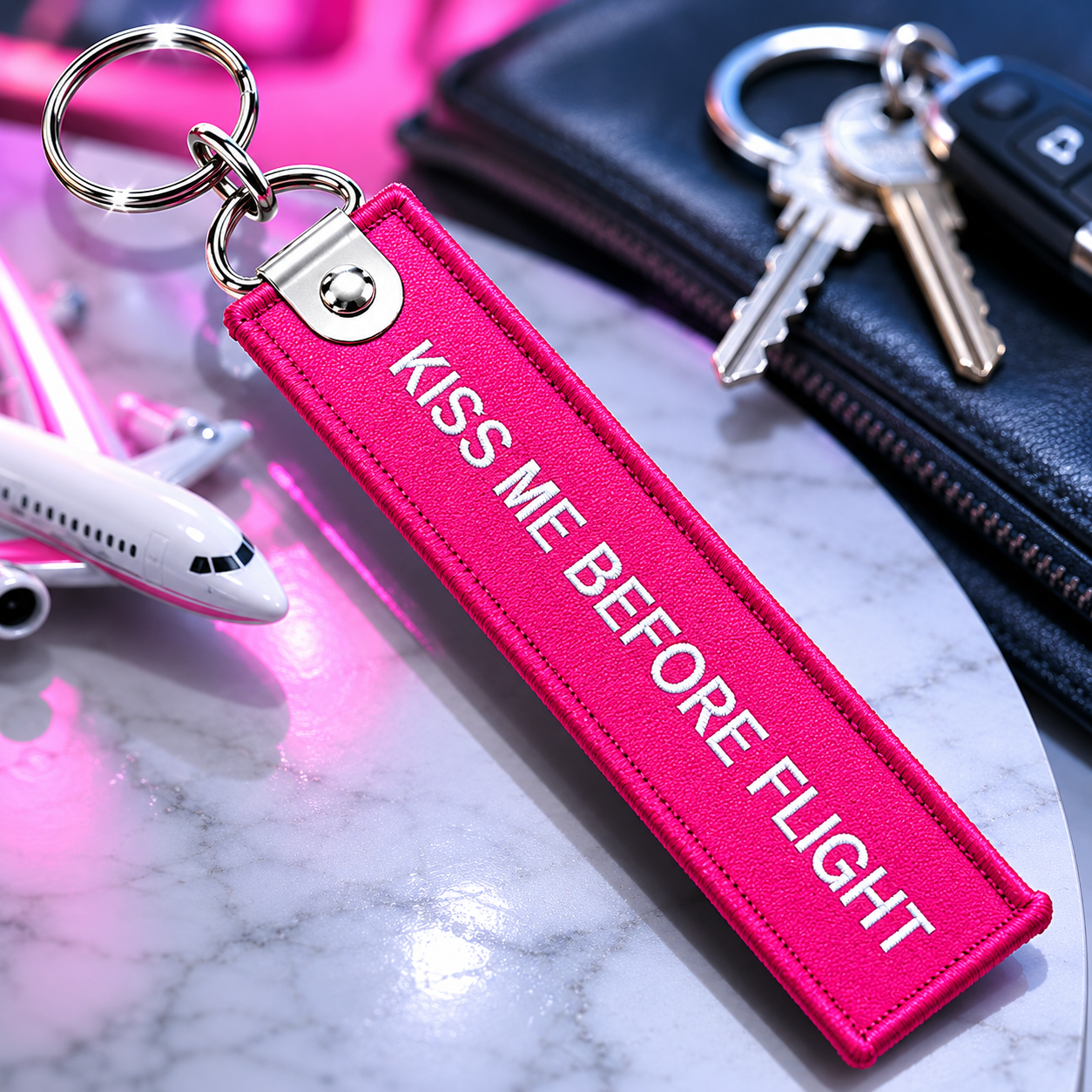 porte clés flamme kiss me before flight rose