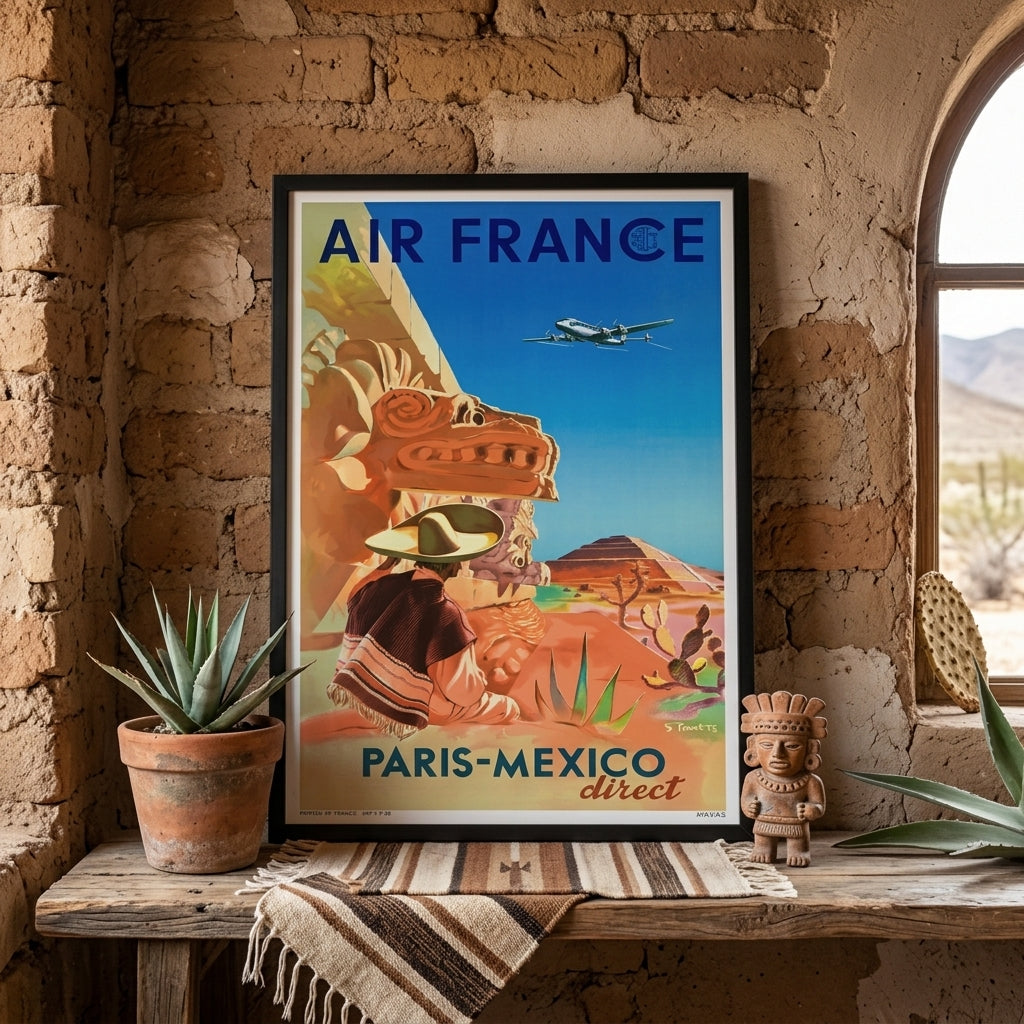 poster aviation vintage Mexique