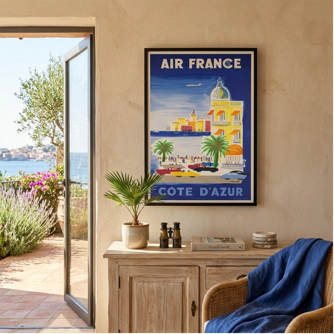 poster aviation vintage Riviera française air france