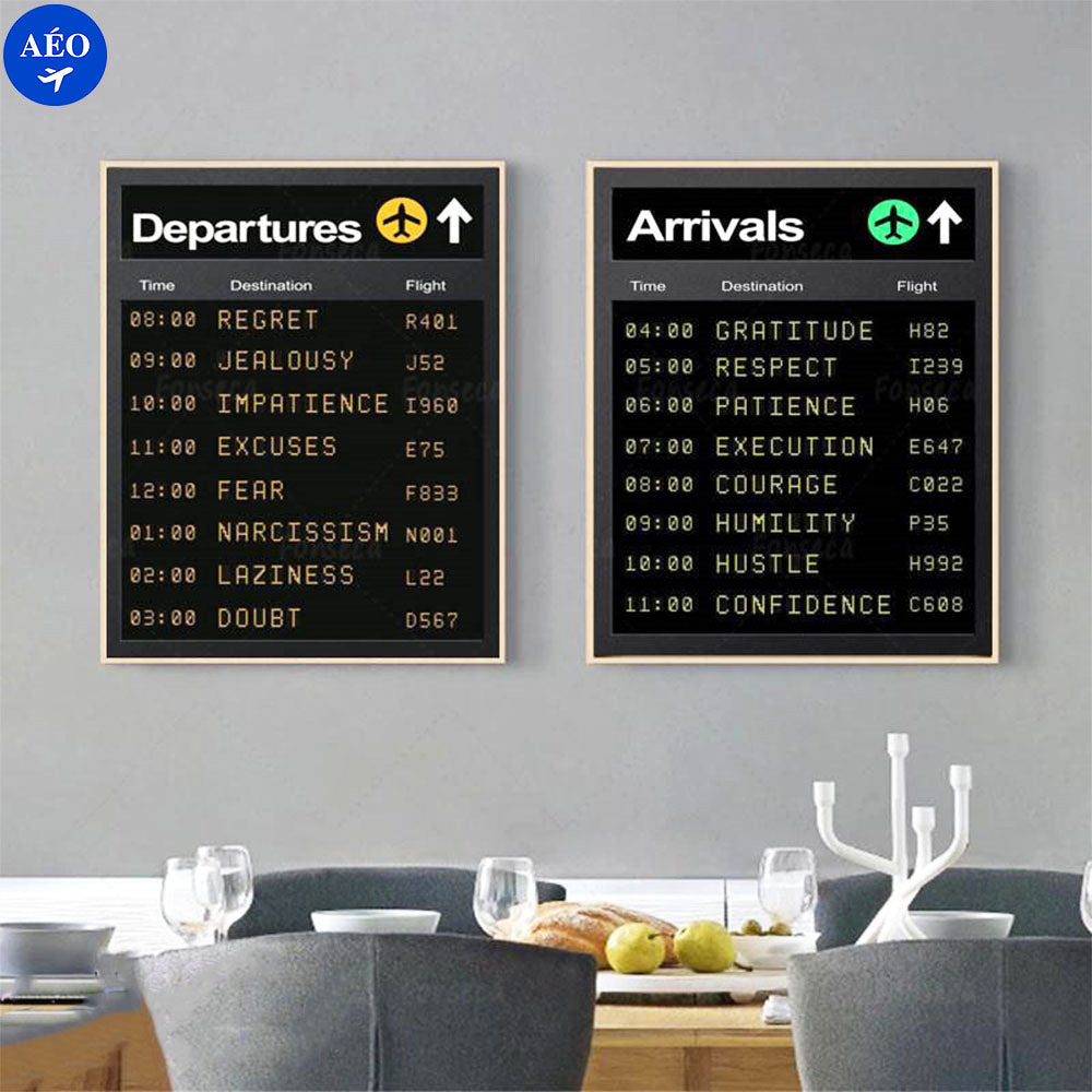 Aéo - Affiche Aviation Arrivals & Departures