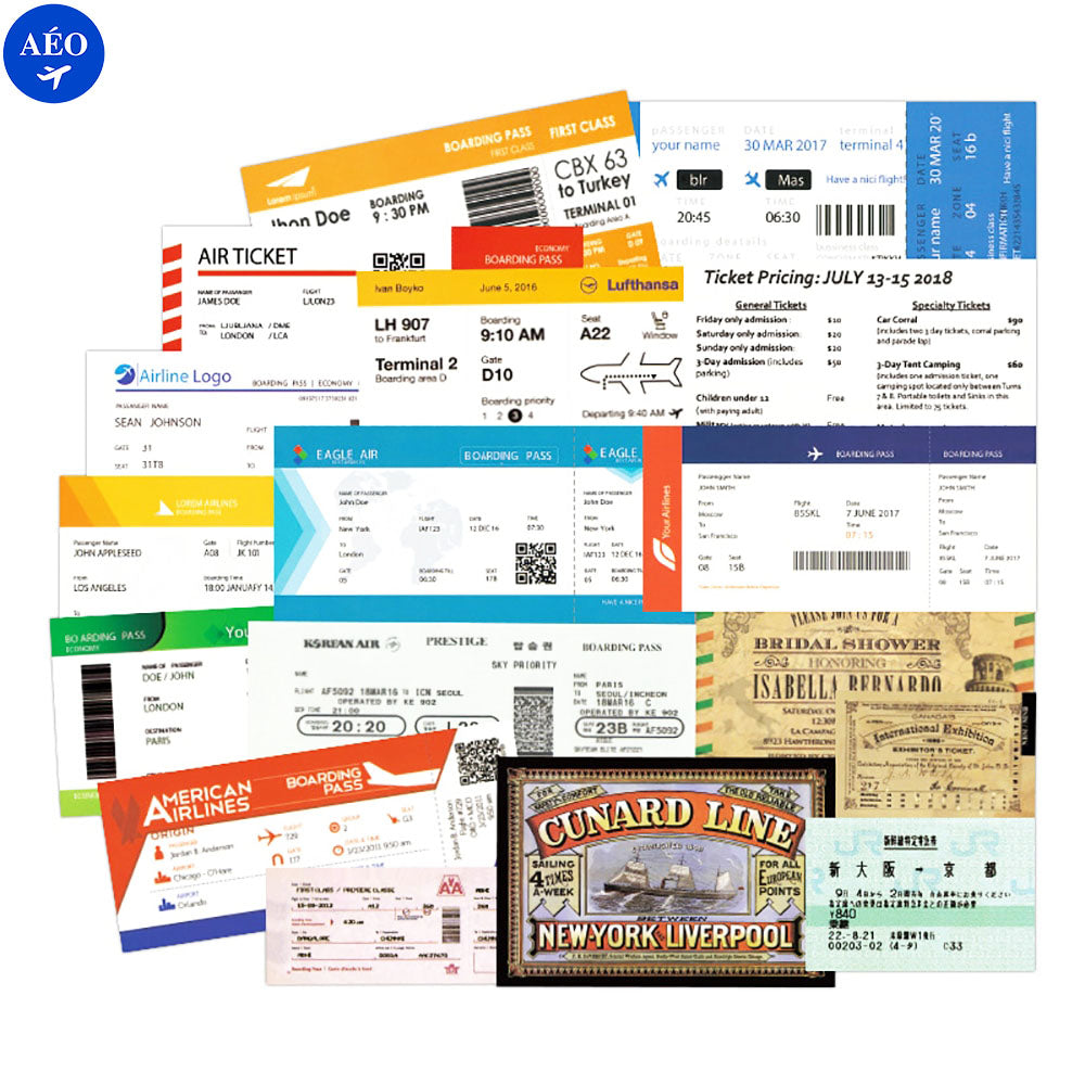 Aéo - Autocollants Carte Embarquement Compagnie Aérienne