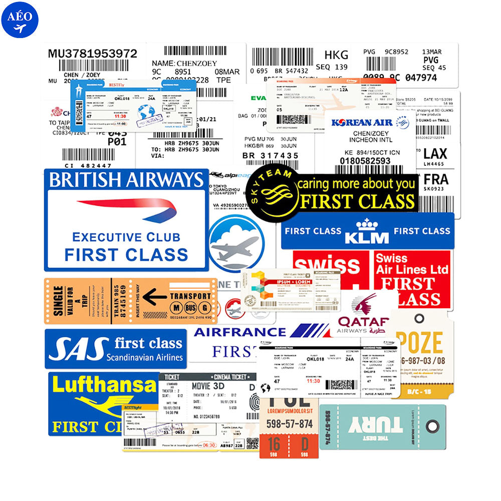 Aéo - Autocollants Carte Embarquement Compagnie Aérienne