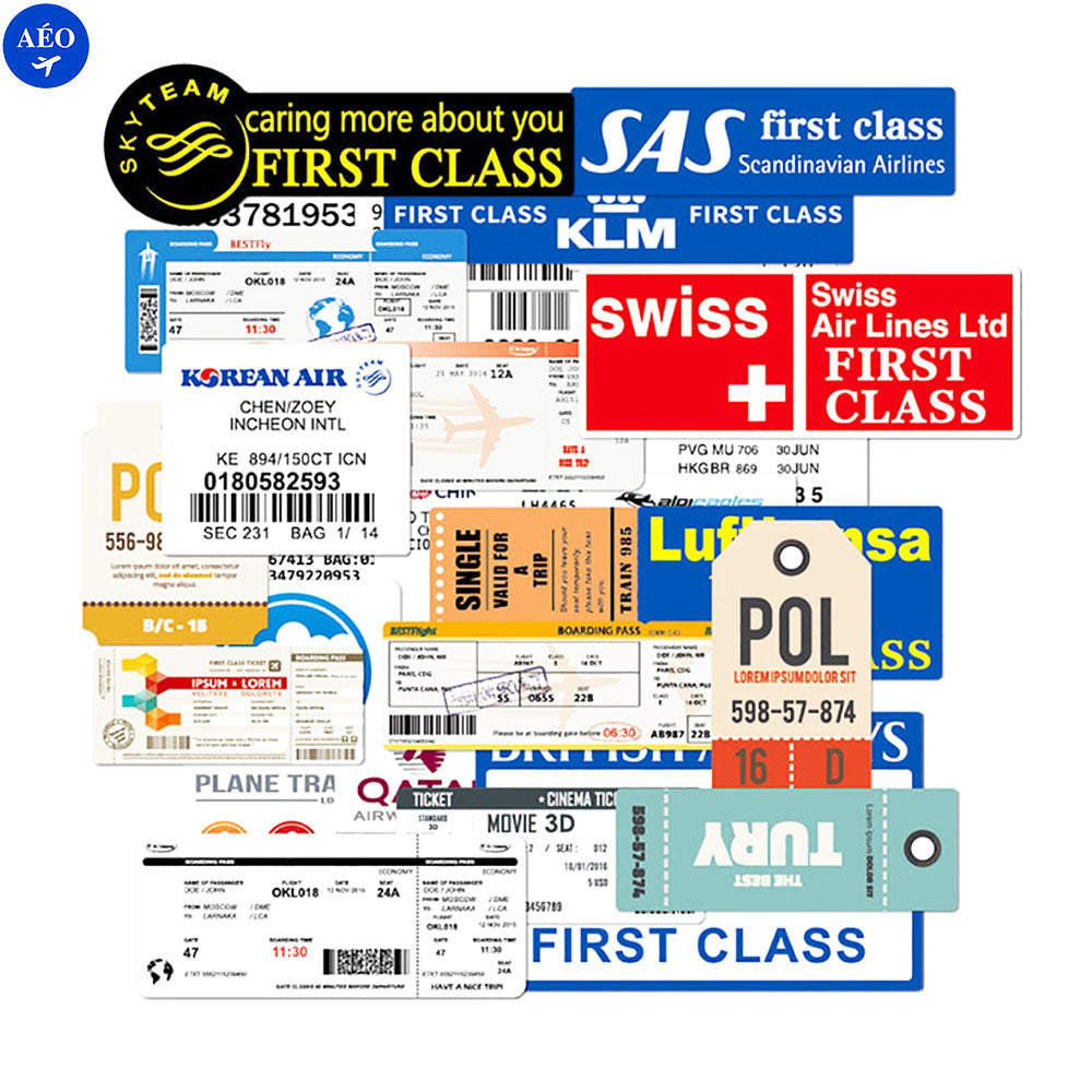 Aéo - Autocollants Carte Embarquement Compagnie Aérienne