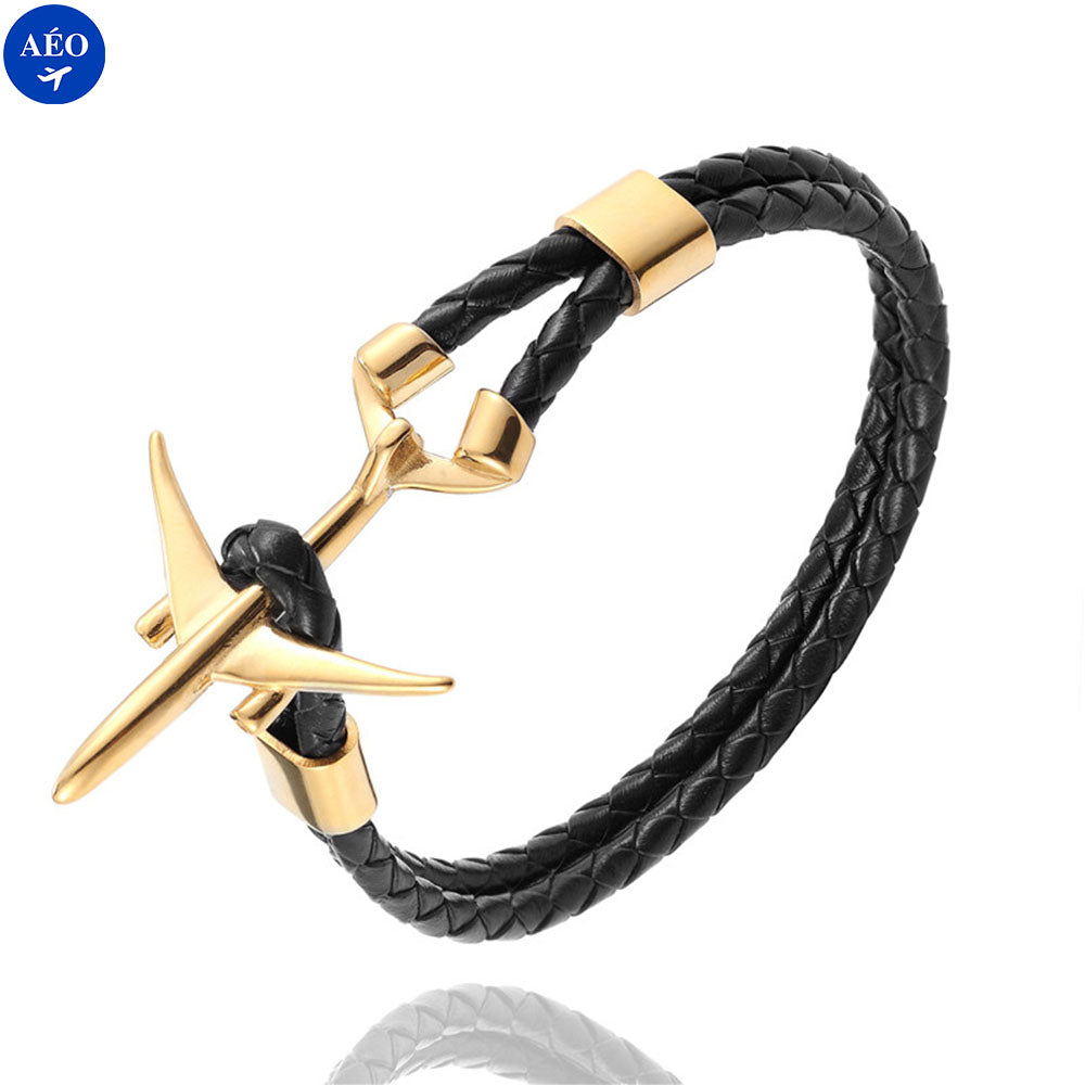 Aéo - Bracelet Avion Cordon En Cuir